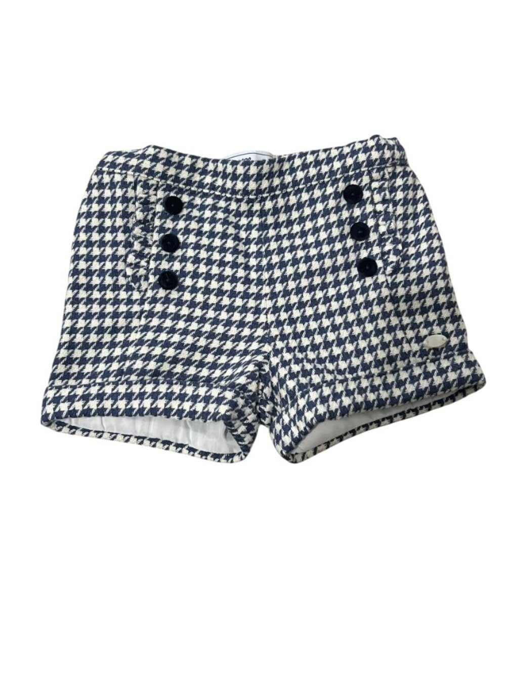 Tartine Et Chocolat Houndstooth Shorts Blue White 9 Months Cotton Ruffles